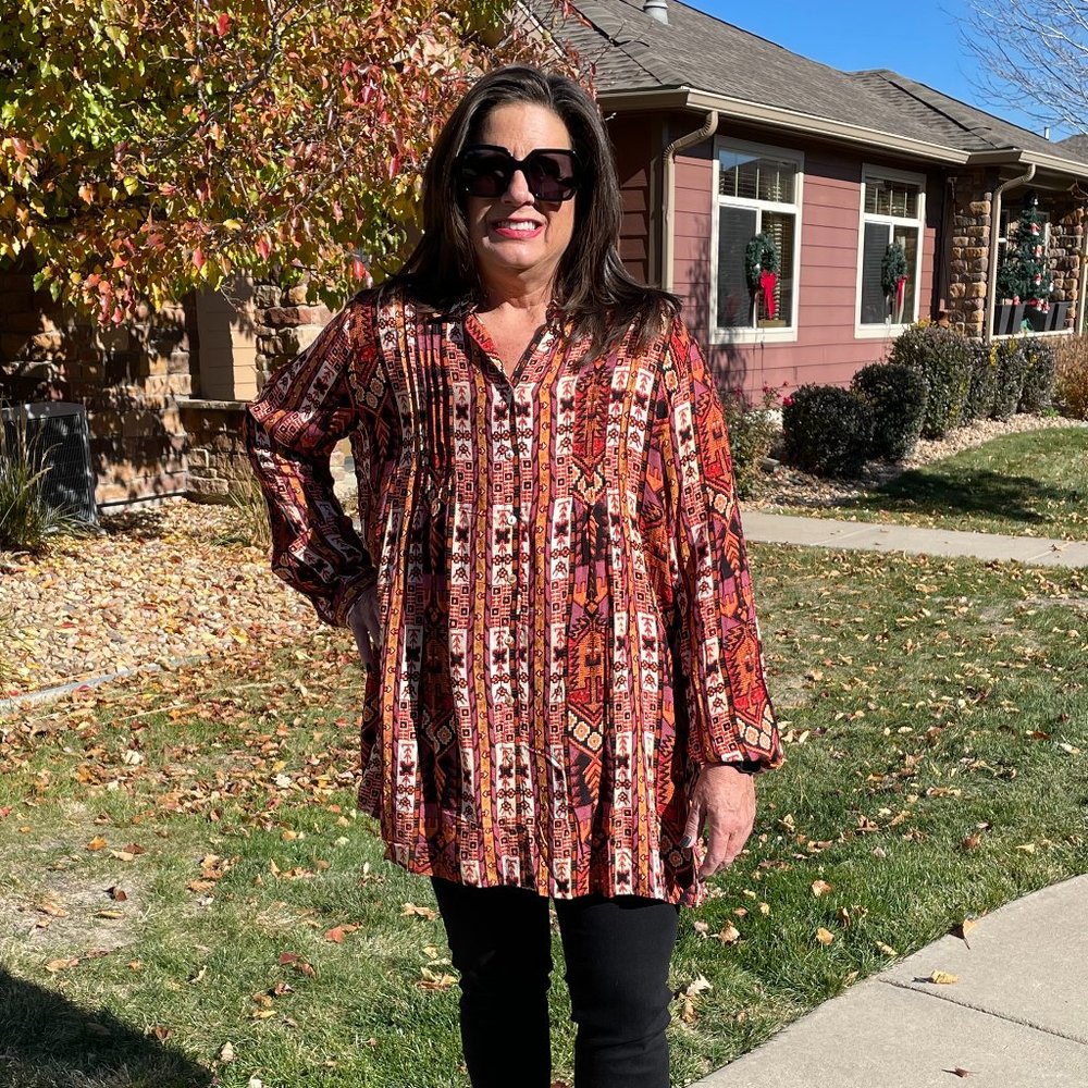 Jane+Delancey Rayon Button-Down Blouse Size XL
